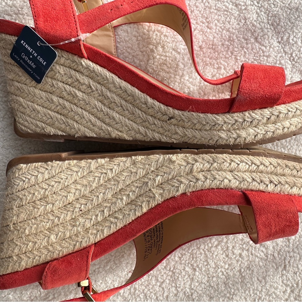 Kenneth Cole Reaction Coral Espadrille Wedge Sandals Size 11